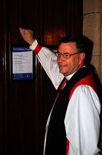 The Archbishop-elect knocks at the door of the Cathedral