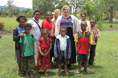 Avril with children from the Papua New Guinea mission.