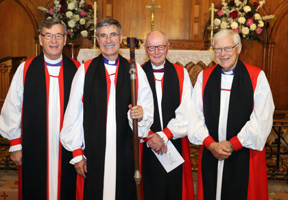 Bishop Chiswell with Archbishop Davies and former Archbishops Goodhew and Jensen