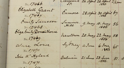 Funeral register featuring the entry for Eliza Donnithorne