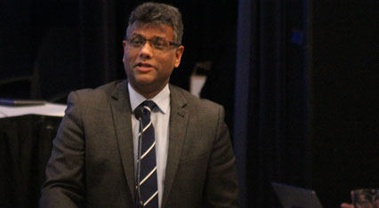 Dean Kanishka Raffel during the debate