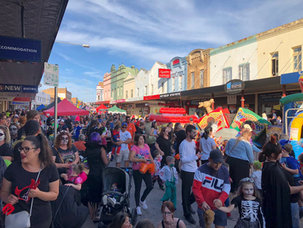 The main street of Lithgow amid Halloween celebrations