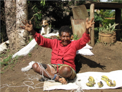 A woman in PNG who was only too happy to greet the team