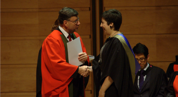 Archbishop Davies congratulating BTh graduate Kate Arthur