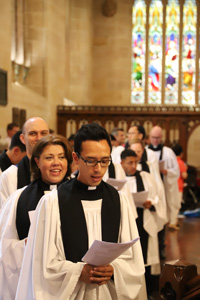 The Rev Caroline Andrews in procession with other ordinands