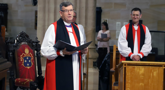 Archbishop Davies and the preacher, Bishop Michael Stead